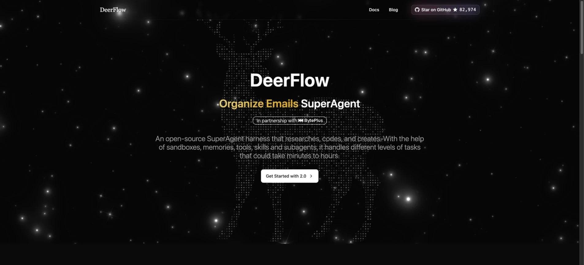 Screenshot of DeerFlow official website